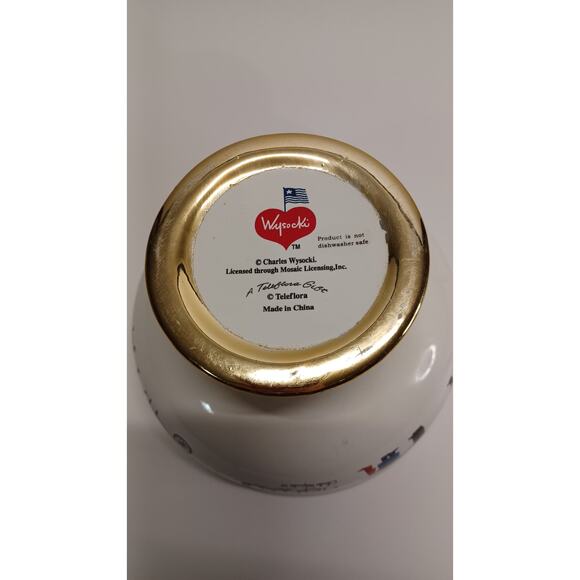 Vintage Ceramic Charles Wysocki Pedastal Bowl or Planter Christmas Love 2000 - Picture 4 of 4